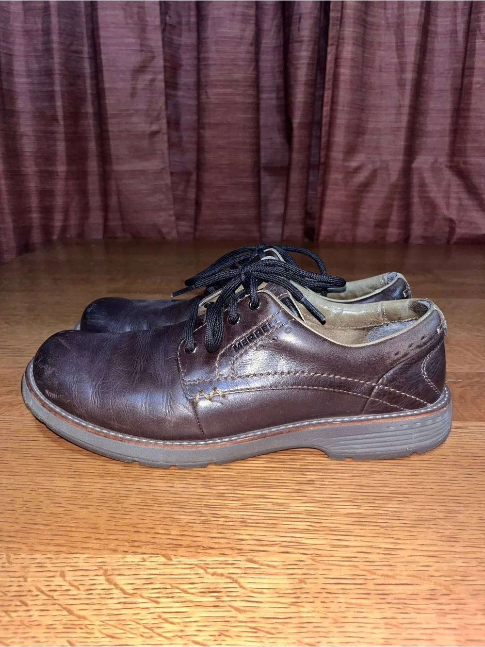 Merrell Shoes Mens Size 10 Espresso Brown Leather Lace Up Casual  Sneakers